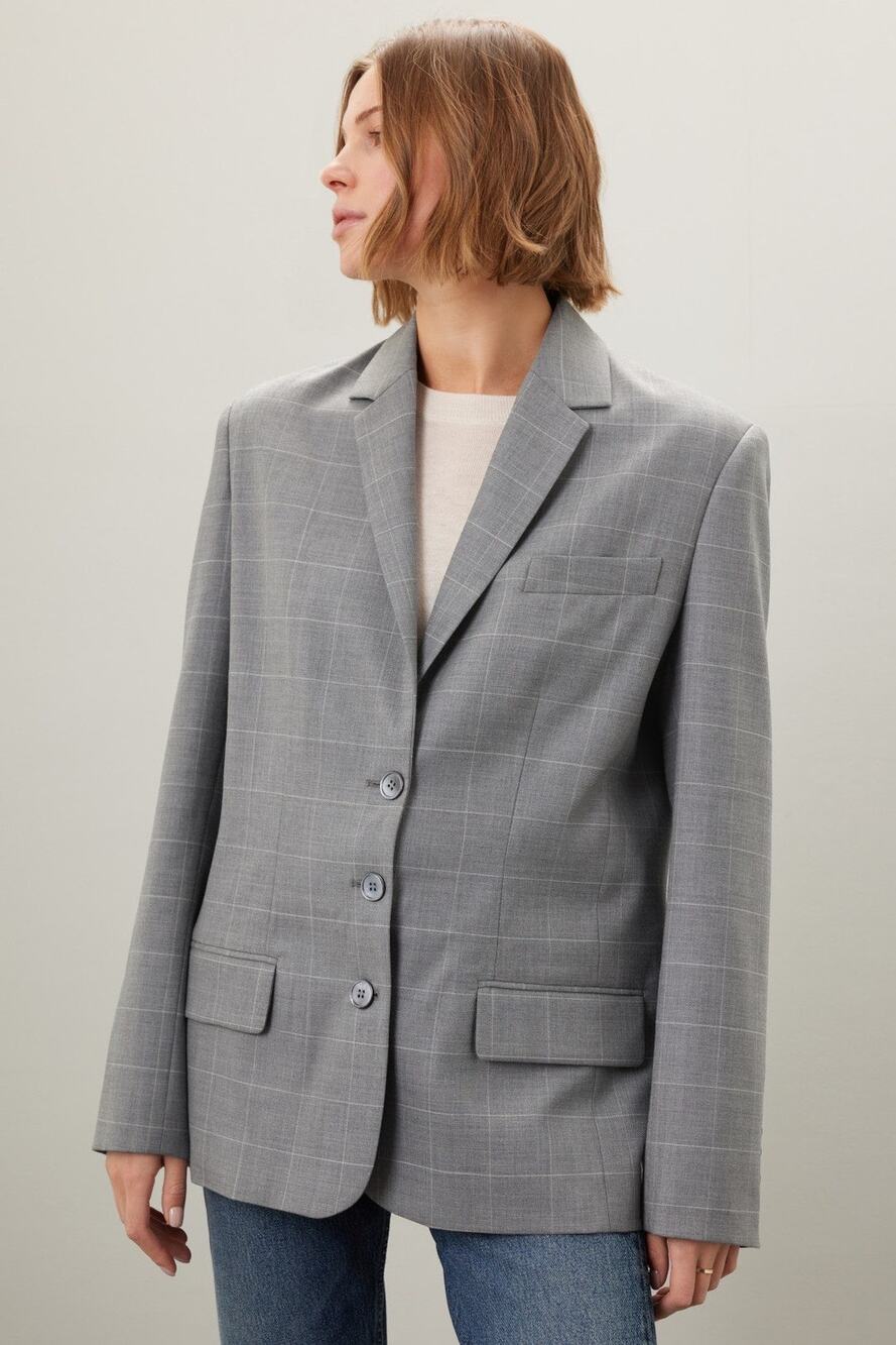 rtr Marissa Webb Sz Medium M Gray Plaid Madison Boyfriend Blazer Jacket career
